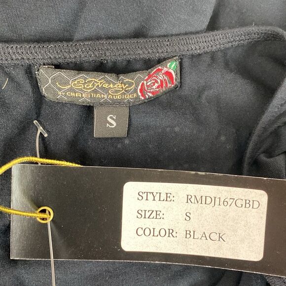 Ed Hardy Black Rhinestone Halter Sleeveless Mini Dress NEW S - Picture 7 of 9